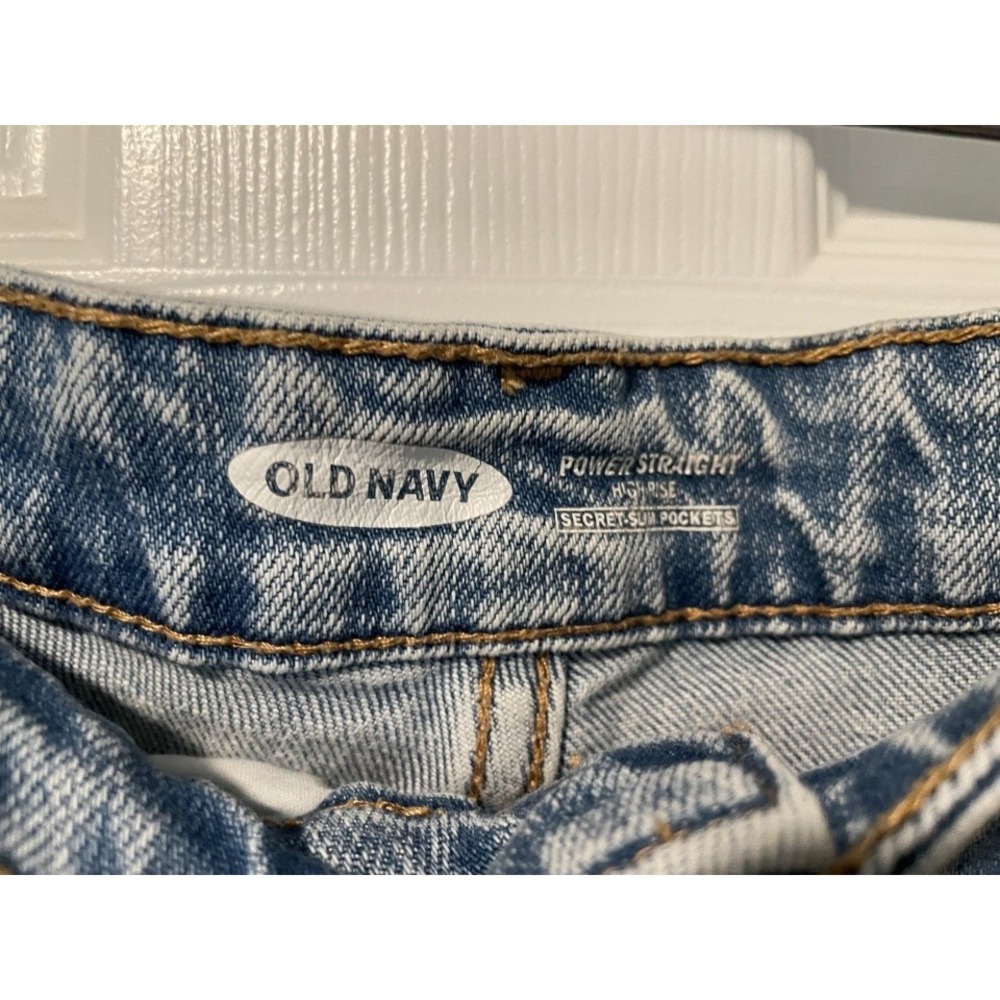 Old Navy Womens Size 10 Blue Denim High Rise Power Straight Jean Shorts - Picture 3 of 6